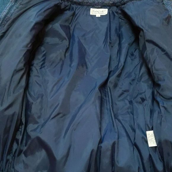 Vintage Lindsay Scott Cable Knit Barn Sweater Jacket Pockets Pad Shoulder Size M - Picture 8 of 11